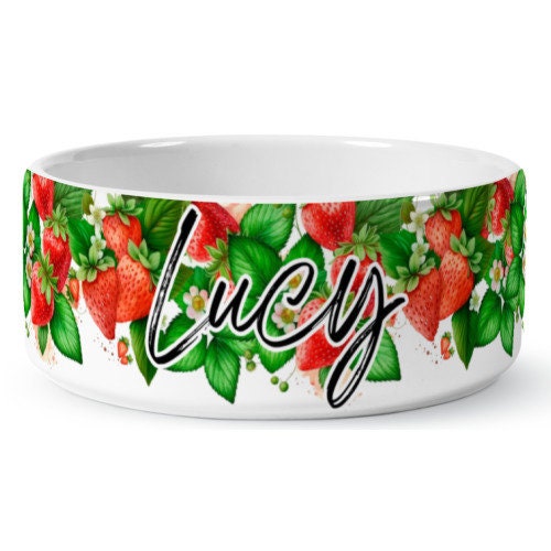 Strawberry Design/Personalize It!/ Pet Bowl/Dog Bowl/Cat Bowl
