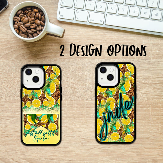 Just Add Salt / Personalized Leopard, Lemon Design Phone Case/ Cover/ Cell Phone Cases Black Edge Cover /Compatible with Iphone and Samsung